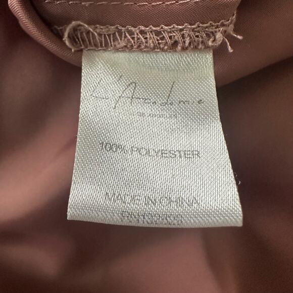 LACADEMIE Womens Shirt Dress Mauve Satin Maxi Belted Quiet Luxury Minimalist S - Picture 8 of 15